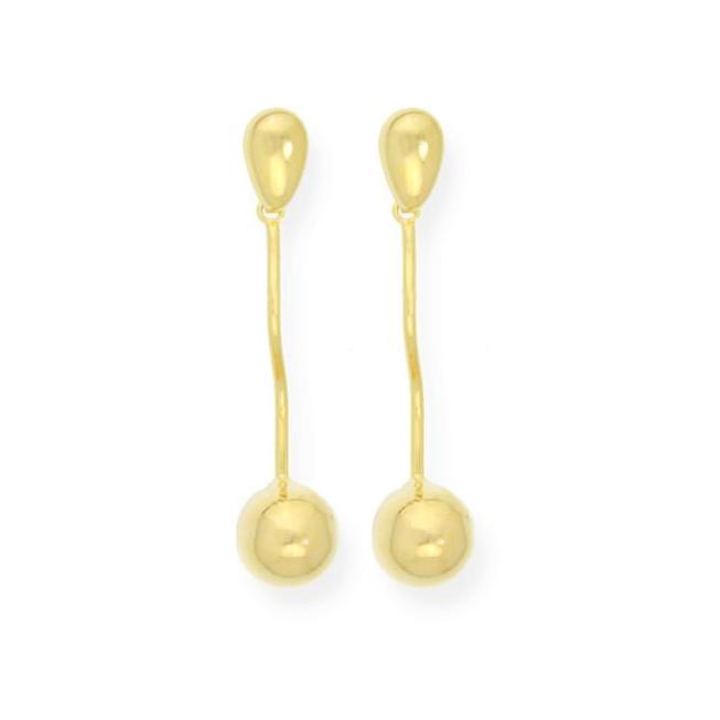 18k GL Dangle Stick Ball Earring - Donna Italiana ®