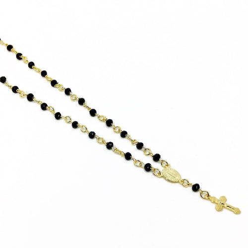 18K GL Delicate Black Crystal Rosary - Donna Italiana ®