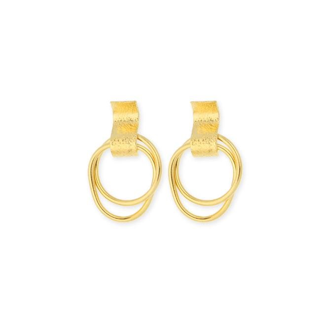 18k GL Double Hoop Snap Post Earrings - Donna Italiana ®