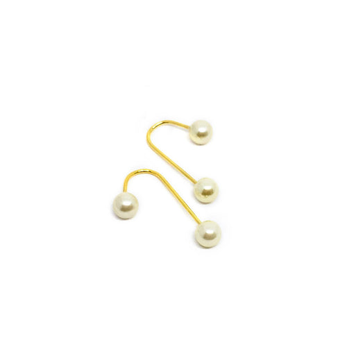 18K GL Double Pearl Drop Earrings - Donna Italiana ®