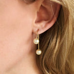 18K GL Double Pearl Drop Earrings - Donna Italiana ®