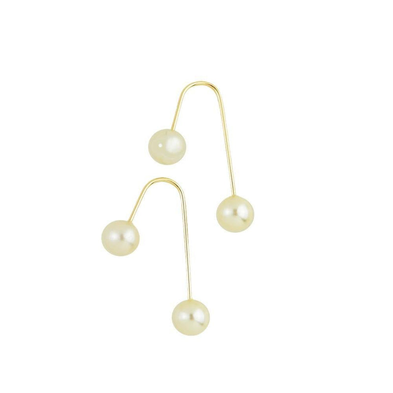 18K GL Double Pearl Hook Earrings - Donna Italiana ®