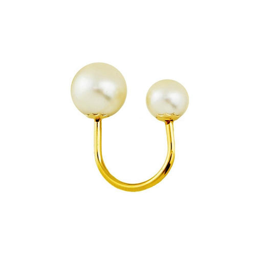 18k GL Double Pearl Ring - Donna Italiana ®