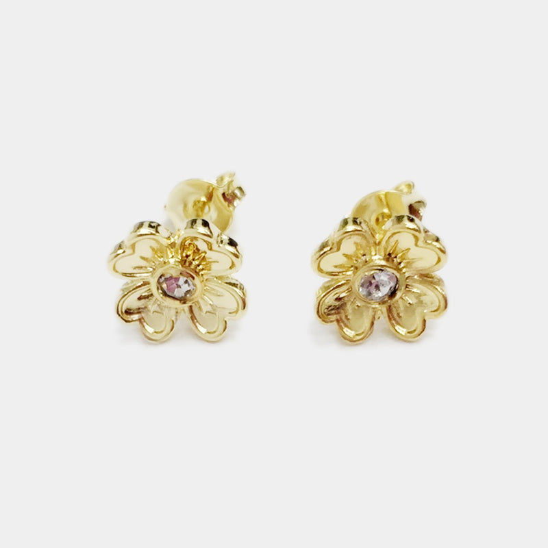 18k GL Flower CZ Earrings - Donna Italiana ®