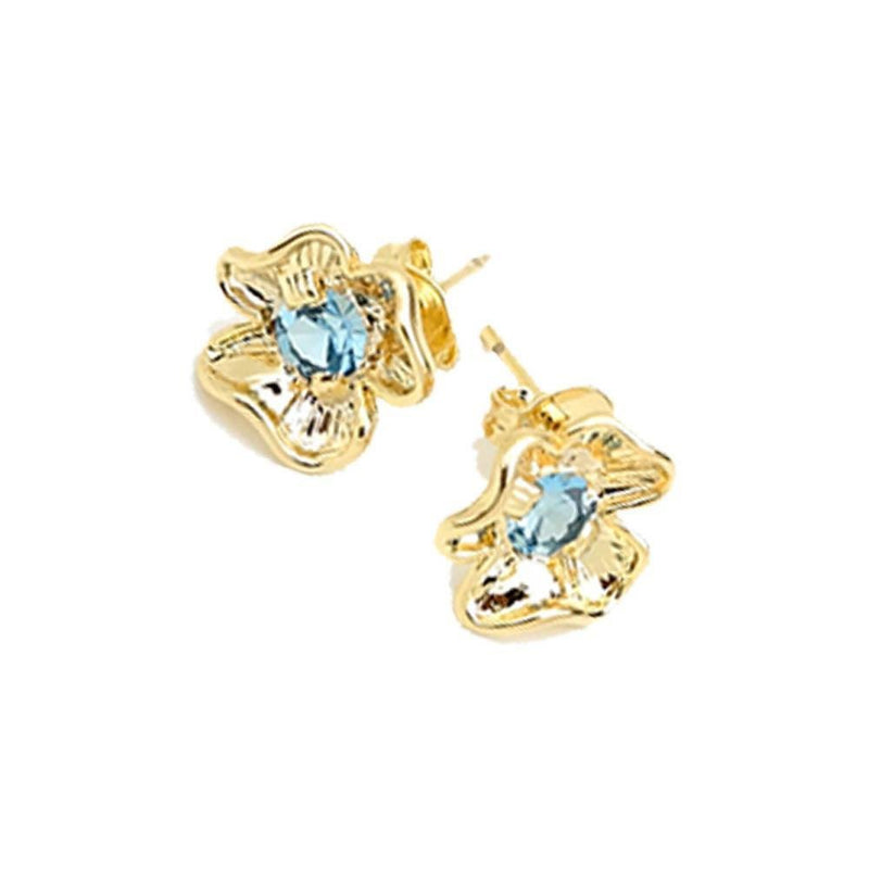 18K GL Flower Earrings Crystal - Donna Italiana ®