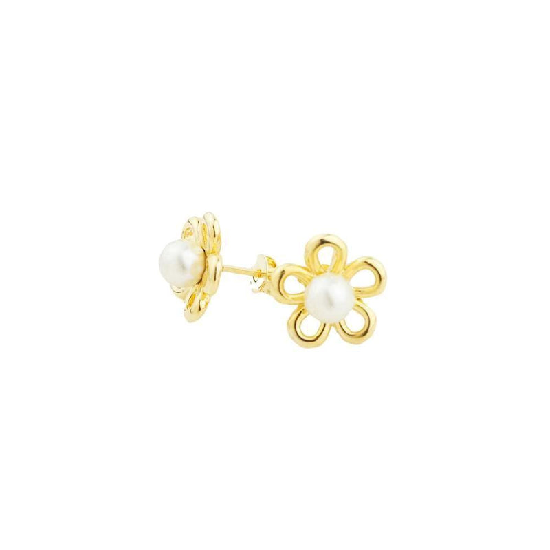 18k GL Flower Pearl Earrings - Donna Italiana ®