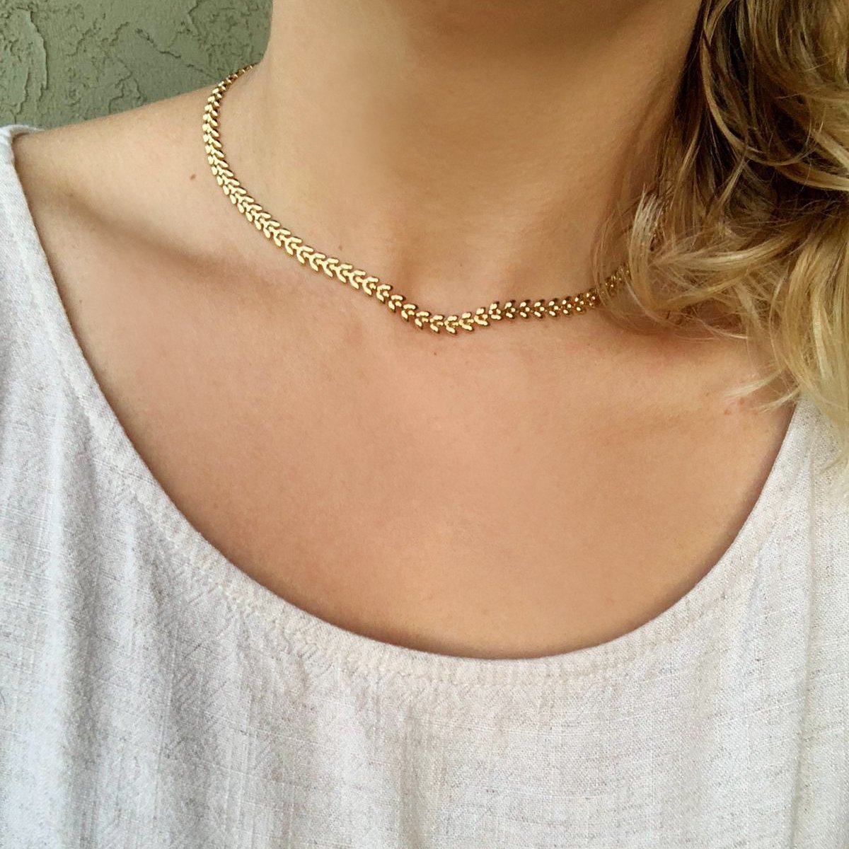 18K GL Leaf Chain Choker - Donna Italiana ®