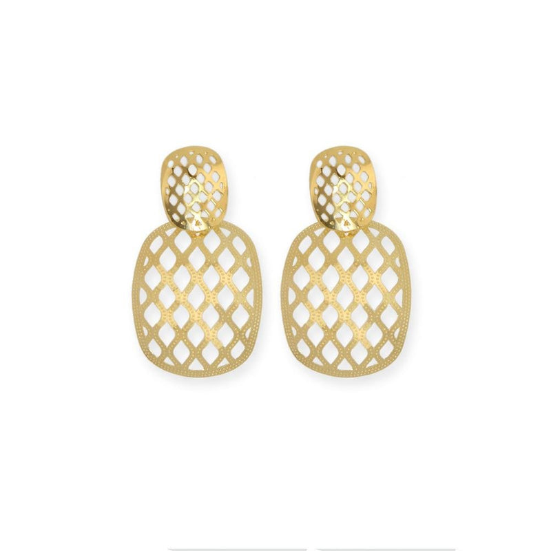 18k GL Mesh Curved Square Earrings - Donna Italiana ®