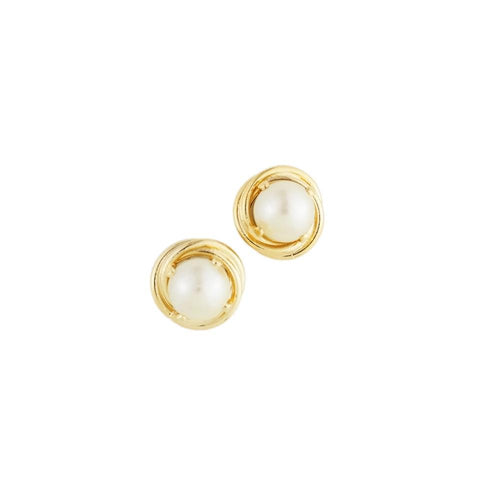 18k GL Nest Pearl Earrings 6mm - Donna Italiana ®