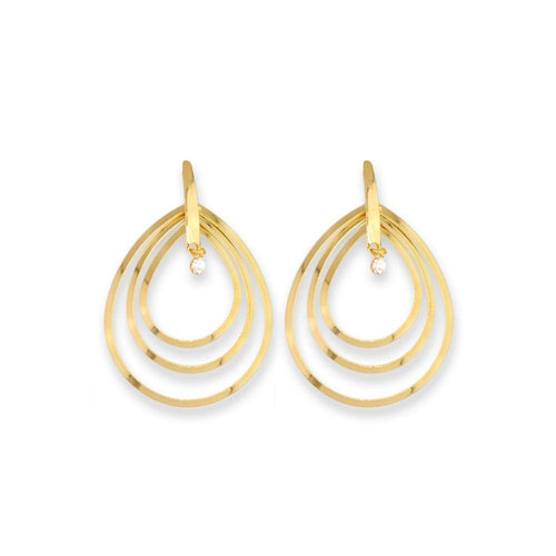 18k GL Open Drops Wire Earrings - Donna Italiana ®