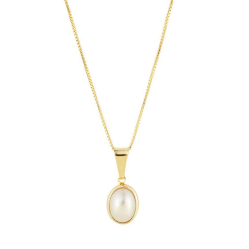 18k GL Oval Pearl Pendant - Donna Italiana ®