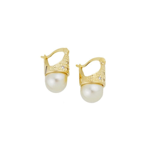 18k GL Pearl CZ Earrings - Donna Italiana ®