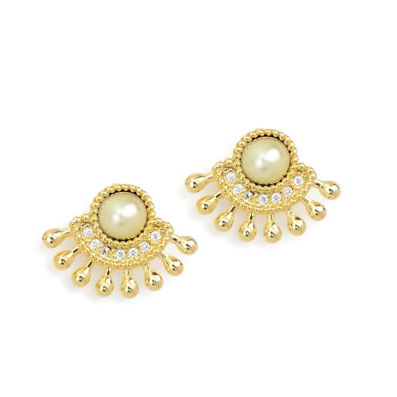 18k GL Pearl Fan Earrings - Donna Italiana ®