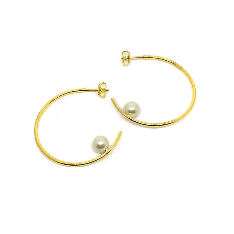 18K GL Pearl Hoop Earrings - Donna Italiana ®