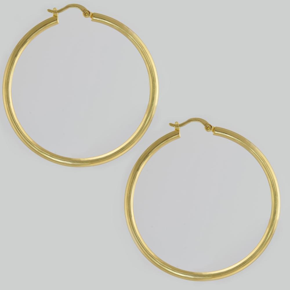 18k GL Polished Round Hoop - Donna Italiana ®