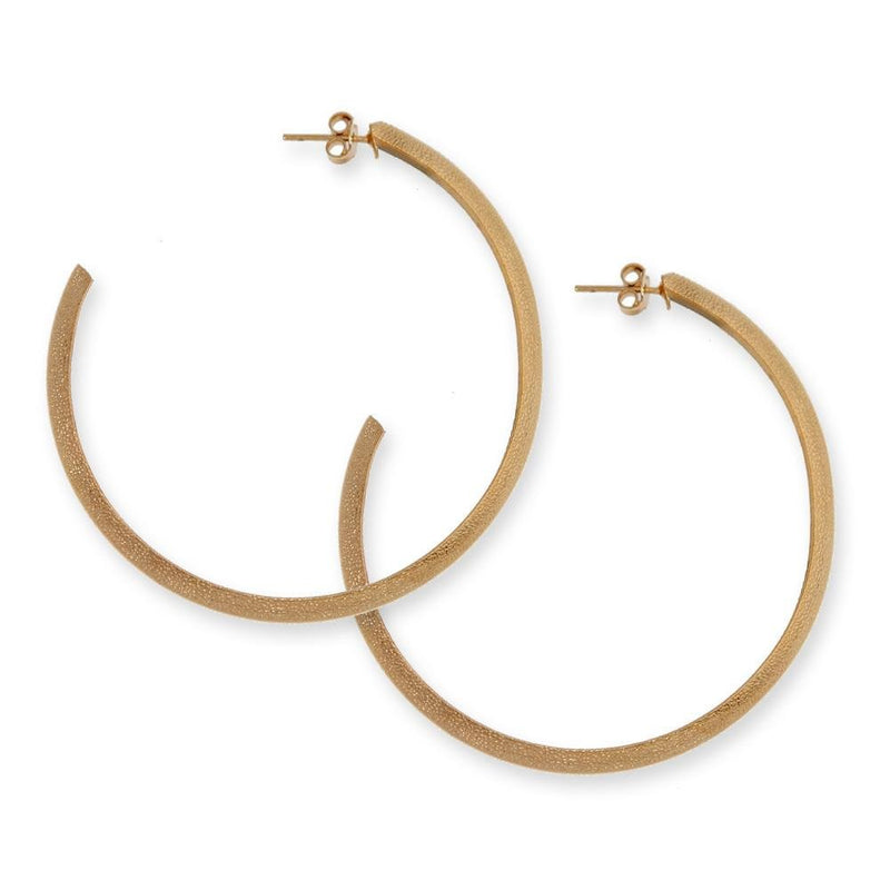 18k GL Rose Gold 3/4 Hoop Earring Textu SP - Donna Italiana ®