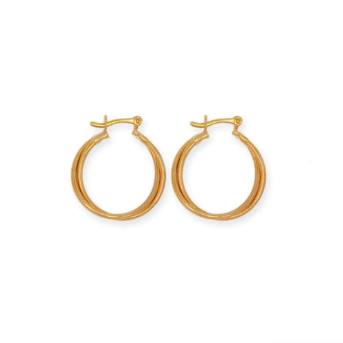 18k GL Rose Gold Crossed Wire Hoop Earring - Donna Italiana ®
