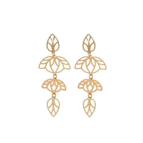 18k GL Rose Gold Drop Leaf Earrings - Donna Italiana ®