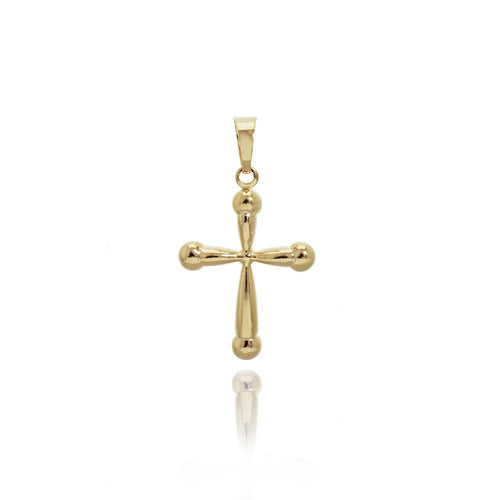 18k GL Rounded Cross Pendant - Donna Italiana ®