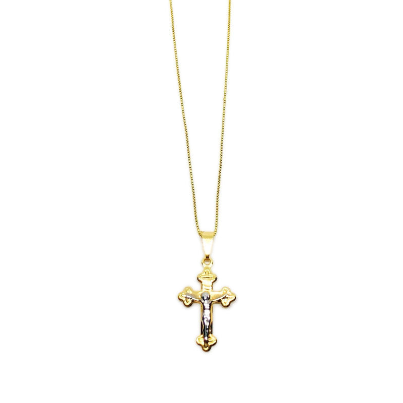 18k GL Simple Crucifix Necklace - Donna Italiana ®