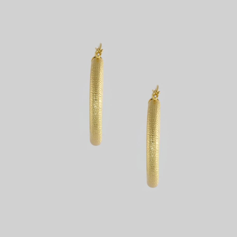 18k GL Thick Detailed Hoop - Donna Italiana ®
