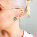 18k GL Turquoise Flower Earrings - Donna Italiana ®