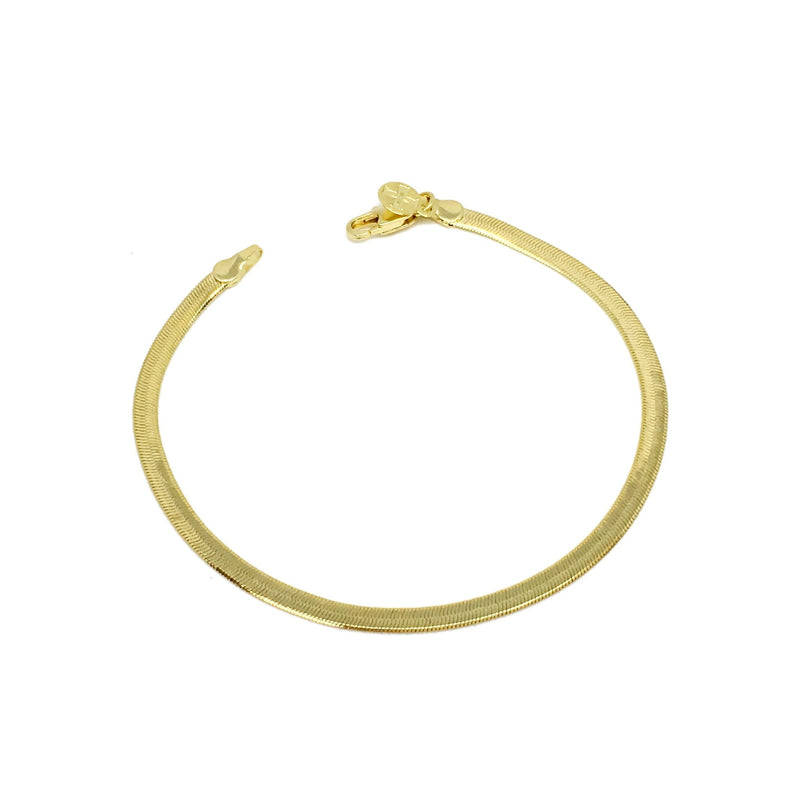 18K Gold Layer Herringbone Anklet - Donna Italiana ®
