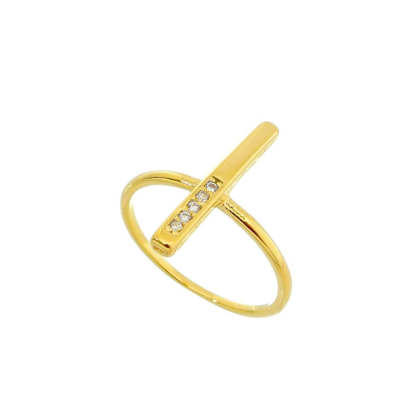 18K Gold Layer Vertical Bar Ring - Donna Italiana ®