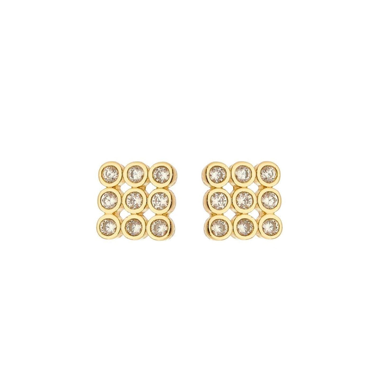 18K Gold Overlay Cleo Stud Earrings - Donna Italiana ®