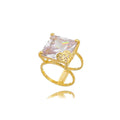 18K Oversized Cubic Zirconia Pedestal Ring - Donna Italiana ®