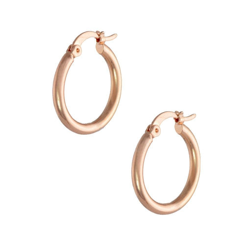 18k Rose Gold Hoop Earrings 20mm - Donna Italiana ®