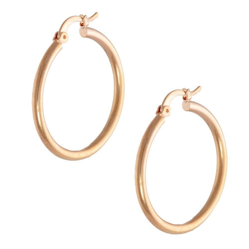 18k Rose Gold Hoop Earrings 30mm - Donna Italiana ®