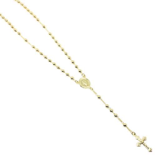 18KGL 3.5MM Plain Rosary Necklace - Donna Italiana ®