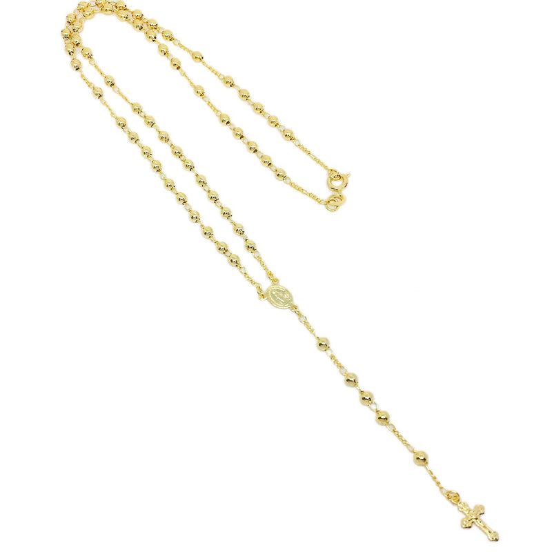 18KGL 3.75MM Plain Rosary Necklace - Donna Italiana ®