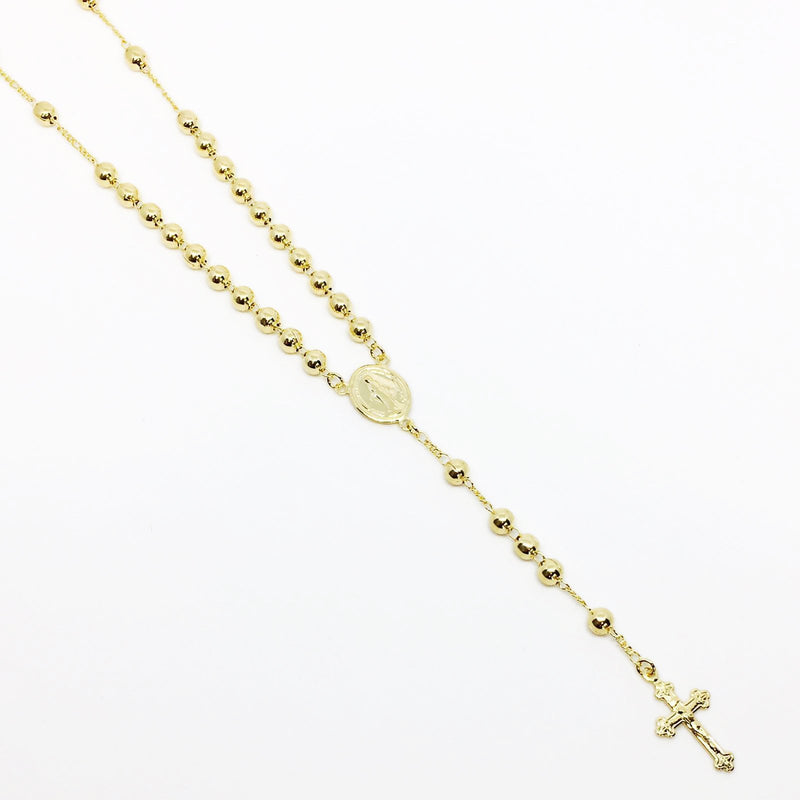 18KGL 4MM Plain Rosary Necklace - Donna Italiana ®