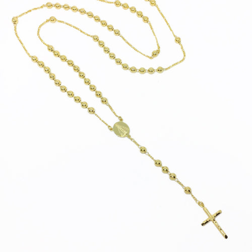 18KGL 5MM Plain Rosary Necklace - Donna Italiana ®