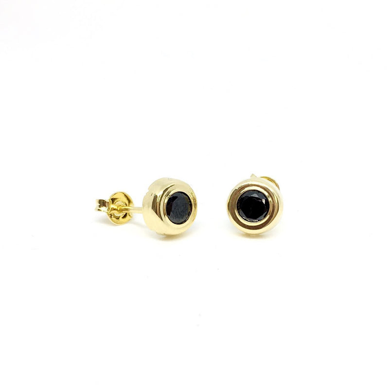 18KGL 7MM Black Cabochon Earrings - Donna Italiana ®