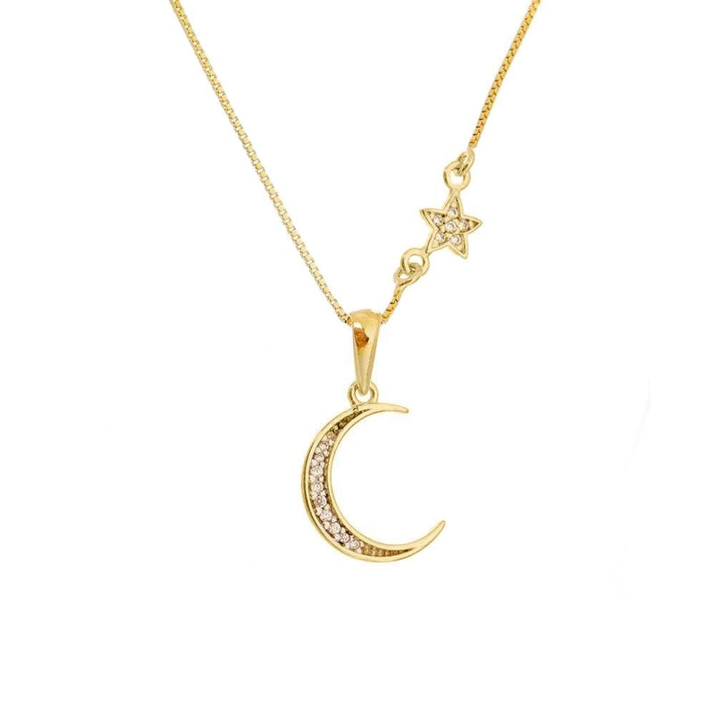 18kGL Crescent Moon Necklace - Donna Italiana ®