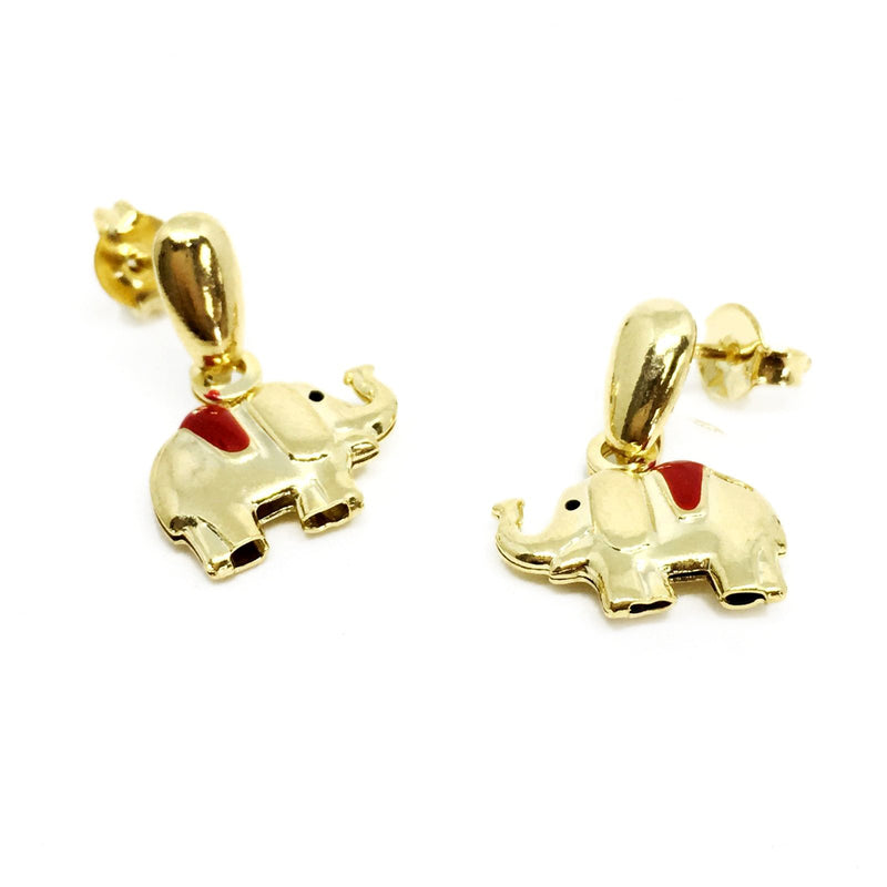 18KGL Dangling Elephant Earrings - Donna Italiana ®