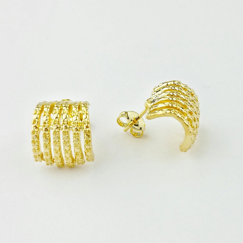 18KGL DETAIL CURVE 6 LINES EARRING - Donna Italiana ®