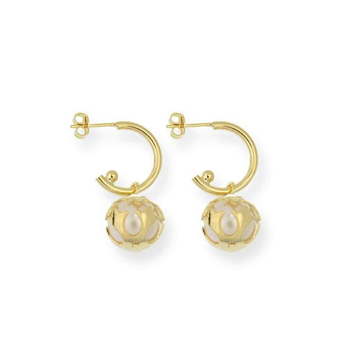 18KGL Encaged Pearl Earring - Donna Italiana ®