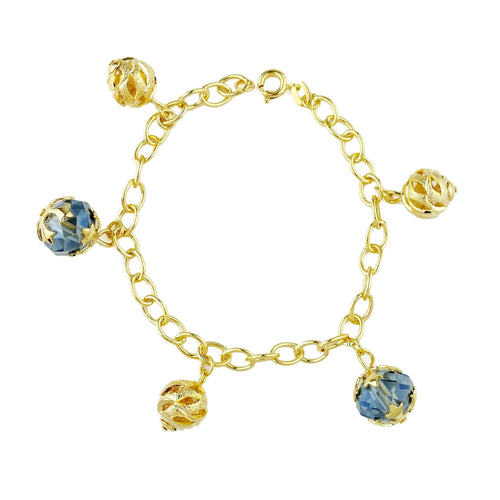 18KGL Gold Ball & Glass Bracelet - Donna Italiana ®