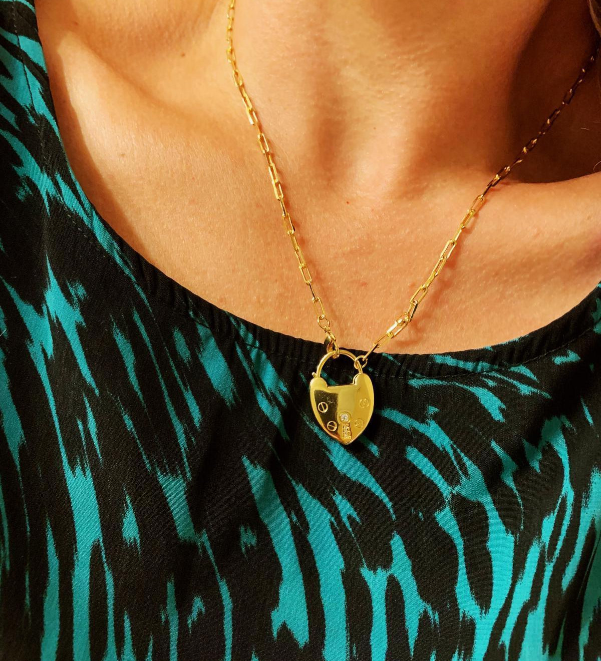 18KGL LOCK HEART NECKLACE - Donna Italiana ®