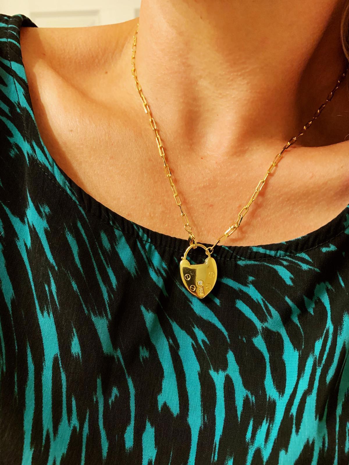 18KGL LOCK HEART NECKLACE - Donna Italiana ®