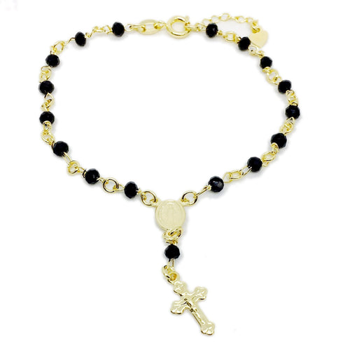 18KGL Rosary Black beads Bracelet - Donna Italiana ®