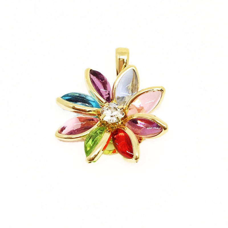 18kt GL Multi Colored Crystal Flower Charm - Donna Italiana ®