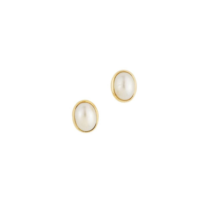 18kt GL Oval Pearl Earrings - Donna Italiana ®