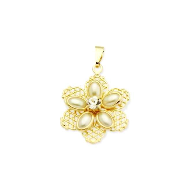 18kt GL Pearl Flower w/ Crystal - Donna Italiana ®