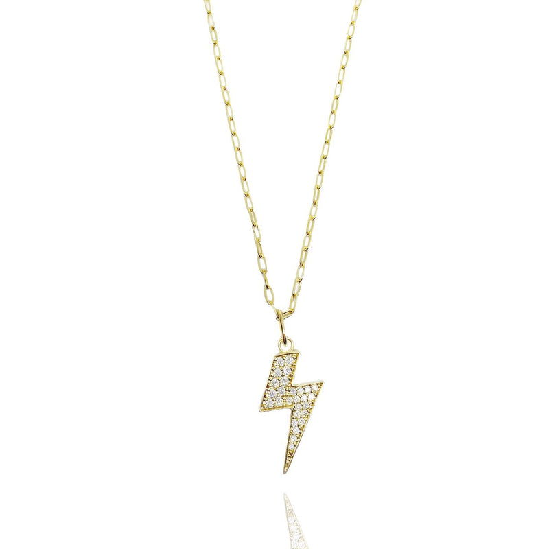Iced Lighting Bolt Necklace - Donna Italiana ®