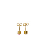 Radiant Red: 18k Gold Overlay Stud Earrings with Cubic Zircon Stone